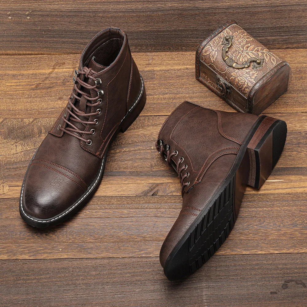 Keith™ | Vintage Derby boots met teengarde