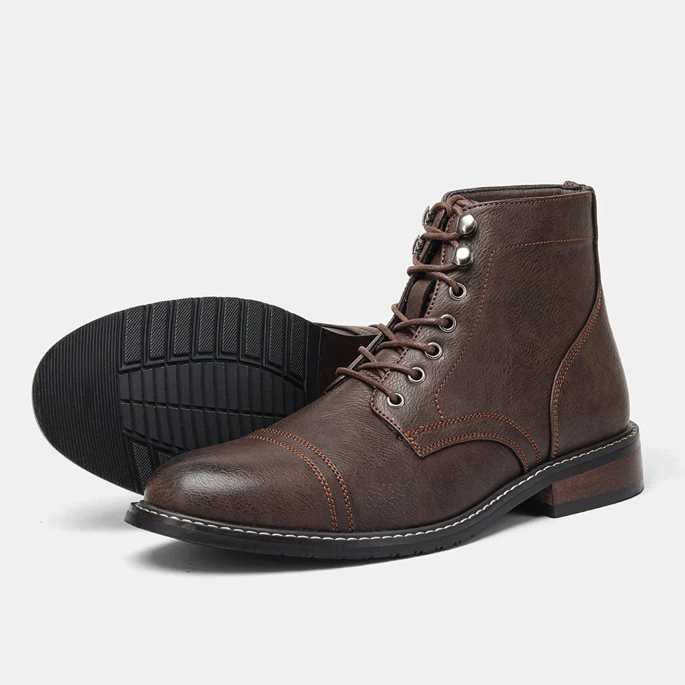 Keith™ | Vintage Derby boots met teengarde