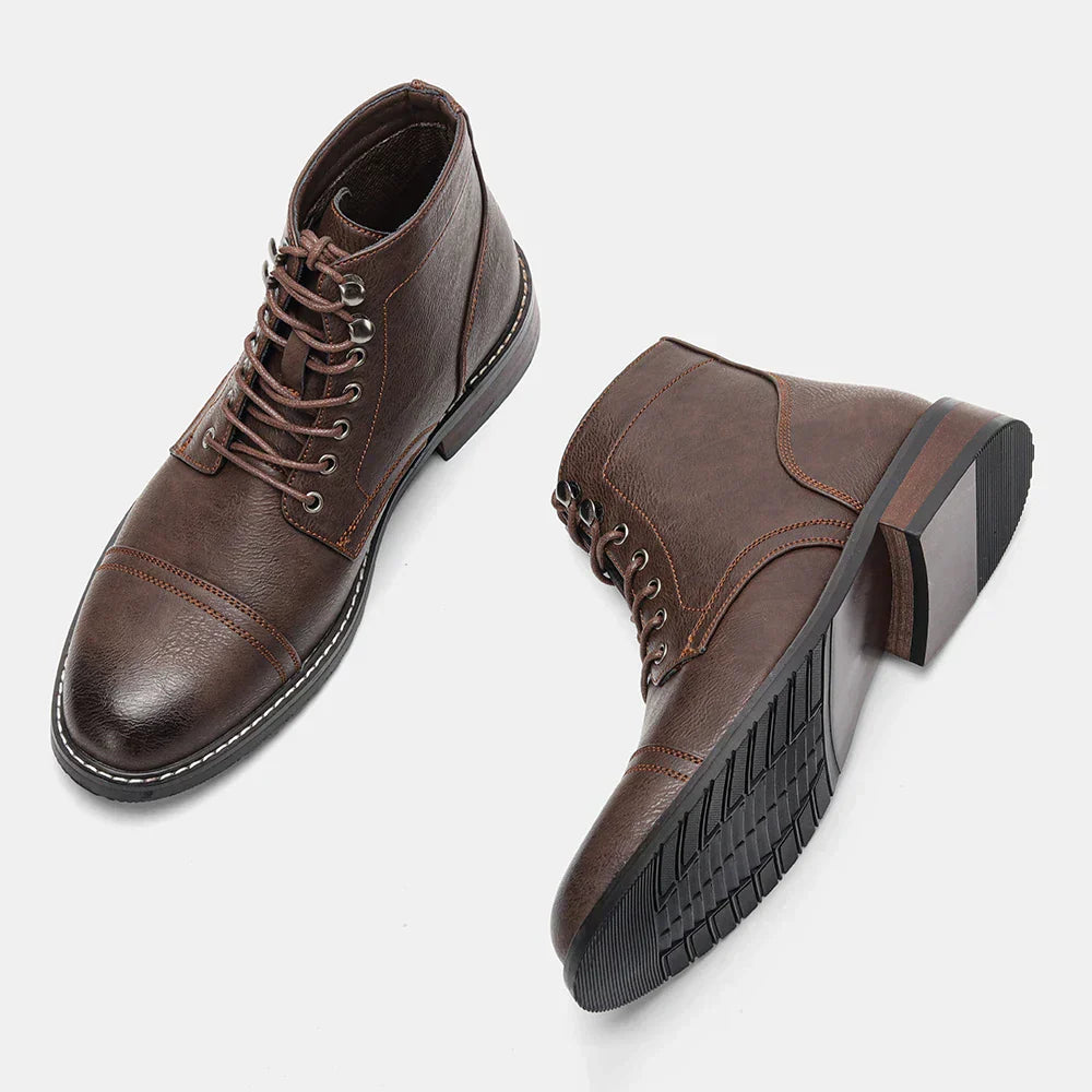 Keith™ | Vintage Derby boots met teengarde